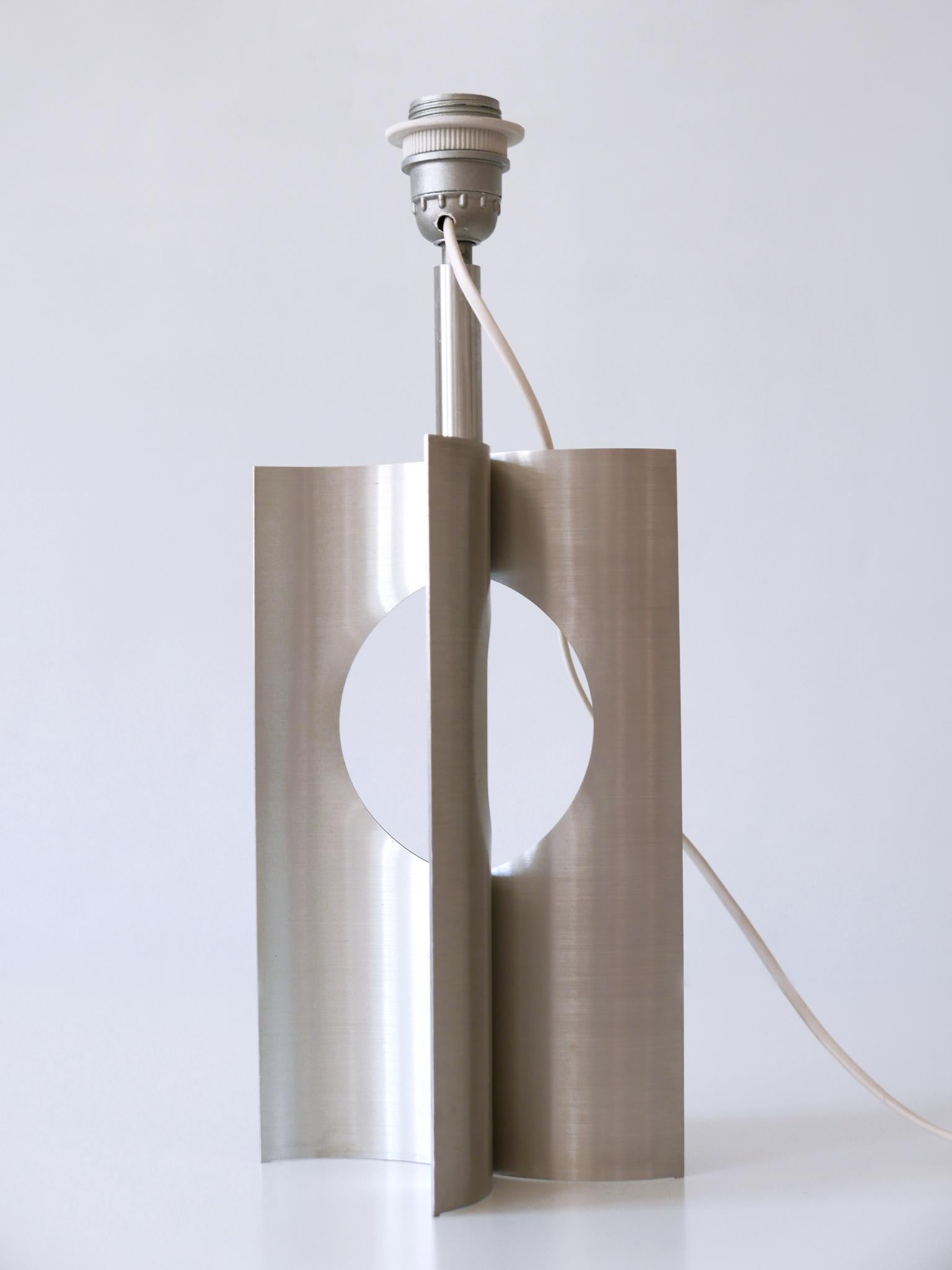 Rare & Elegant Mid Century Modern Brushed Aluminum Table Lamp France 1970s For Sale 10