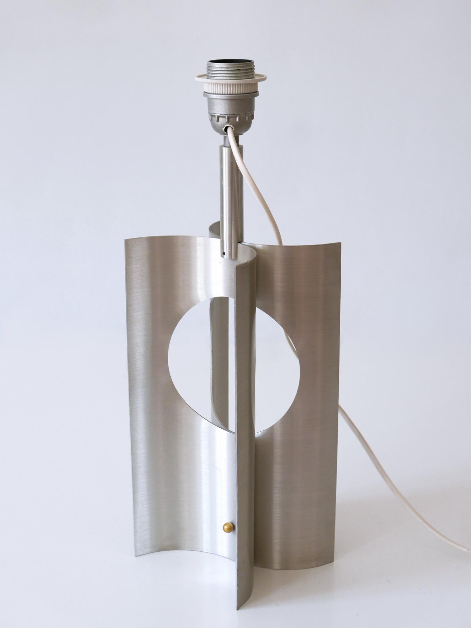 Rare & Elegant Mid Century Modern Brushed Aluminum Table Lamp France 1970s For Sale 11