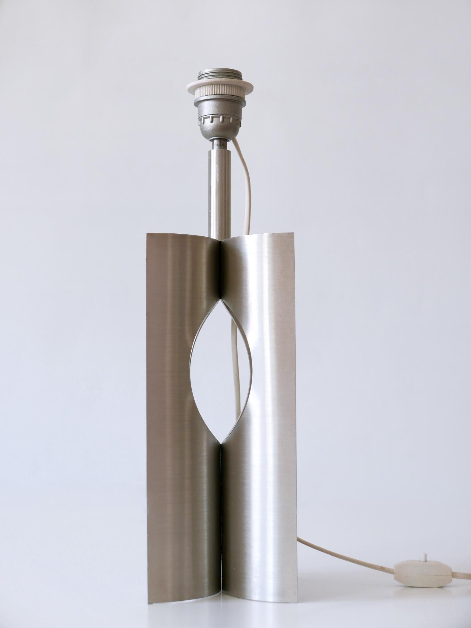 Rare & Elegant Mid Century Modern Brushed Aluminum Table Lamp France 1970s For Sale 13