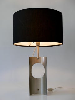 Rare & Elegant Mid Century Modern Brushed Aluminum Table Lamp France 1970s