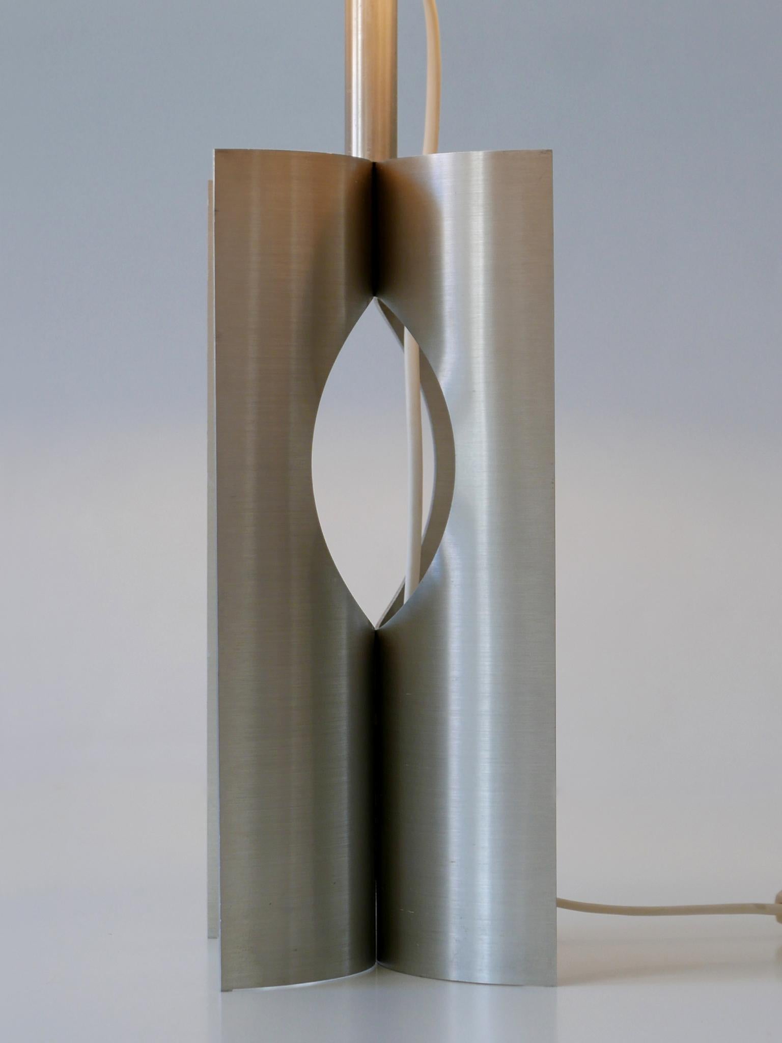 Rare & Elegant Mid Century Modern Brushed Aluminum Table Lamp France 1970s For Sale 14