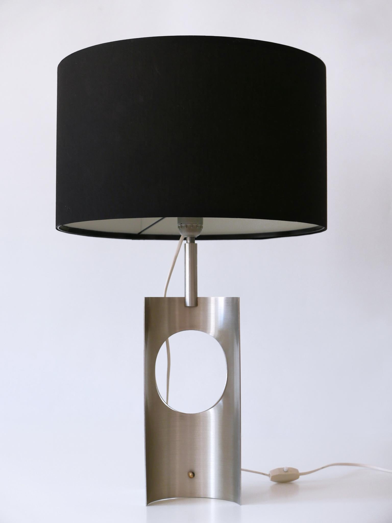 Rare & Elegant Mid Century Modern Brushed Aluminum Table Lamp France 1970s For Sale 3