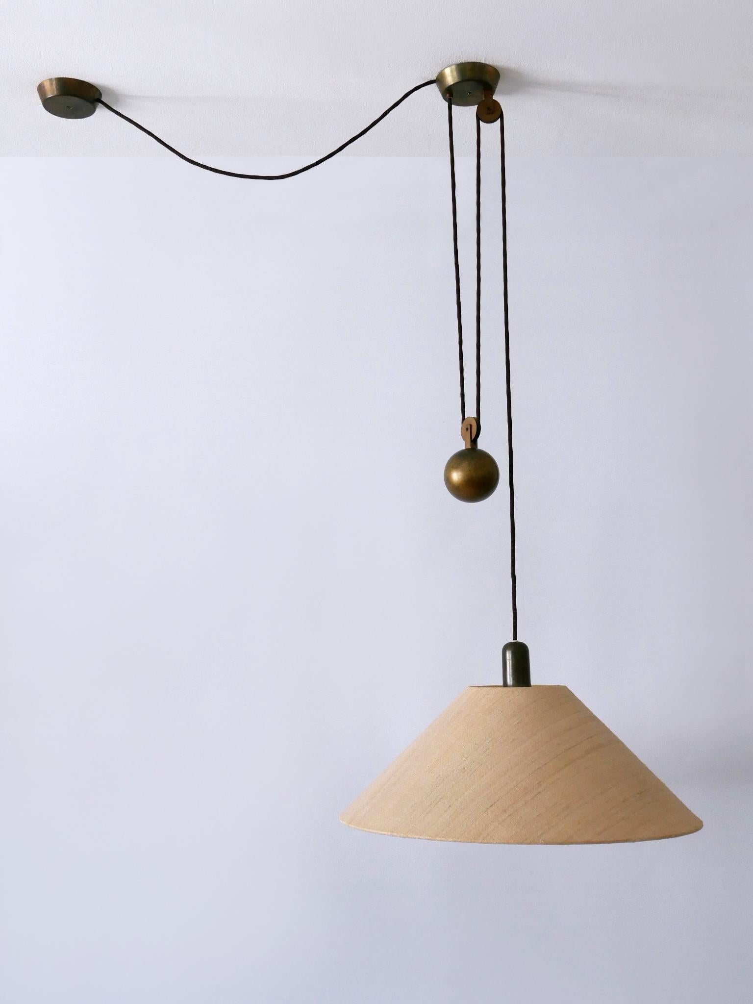Mid-Century Modern Rare Elegant Mid Century Modern Counterweight Brass Pendant Lamp Germany 1960s