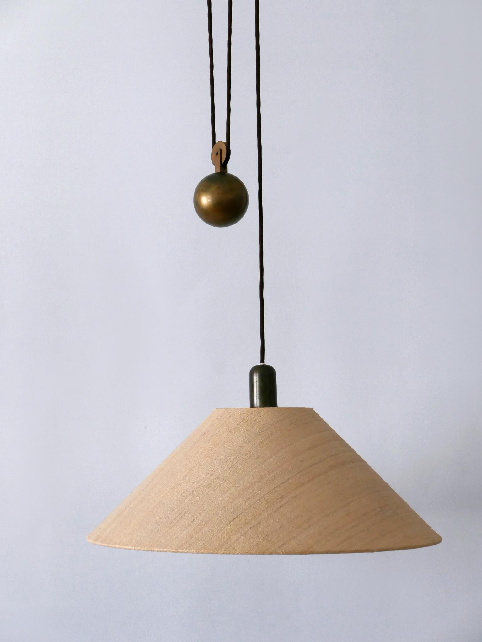 Rare Elegant Mid Century Modern Counterweight Brass Pendant Lamp Germany 1960s 2