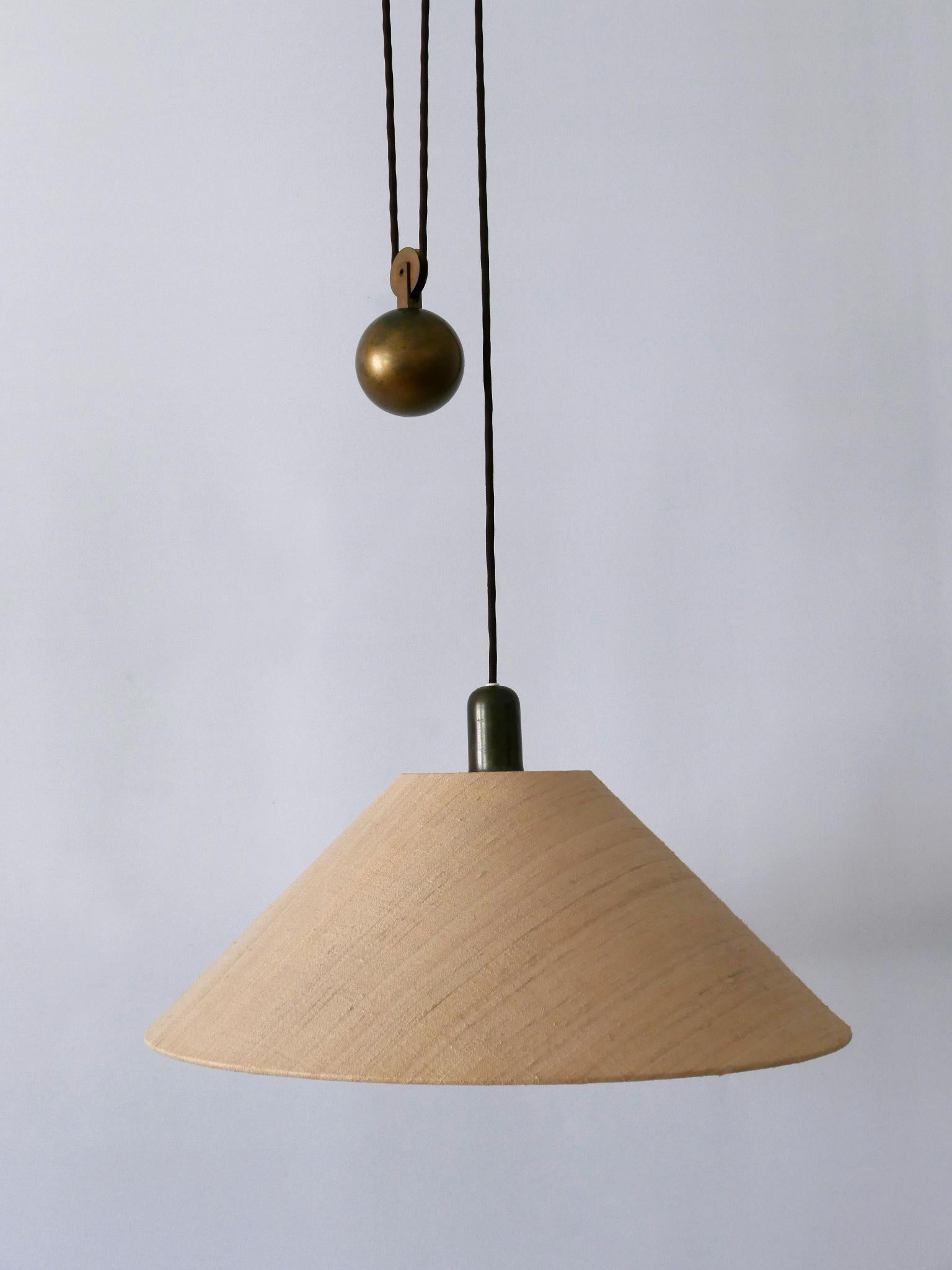 Rare Elegant Mid Century Modern Counterweight Brass Pendant Lamp Germany 1960s 4