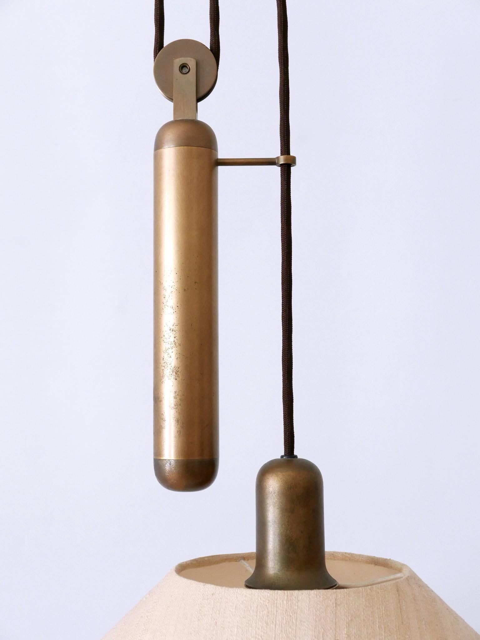 Rare Elegant Mid Century Modern Counterweight Brass Pendant Lamp Germany 1970s 10