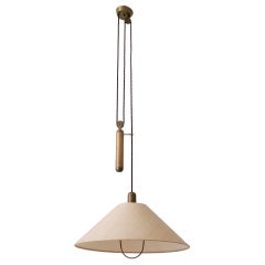 Rare Elegant Mid Century Modern Counterweight Brass Pendant Lamp Germany 1970s