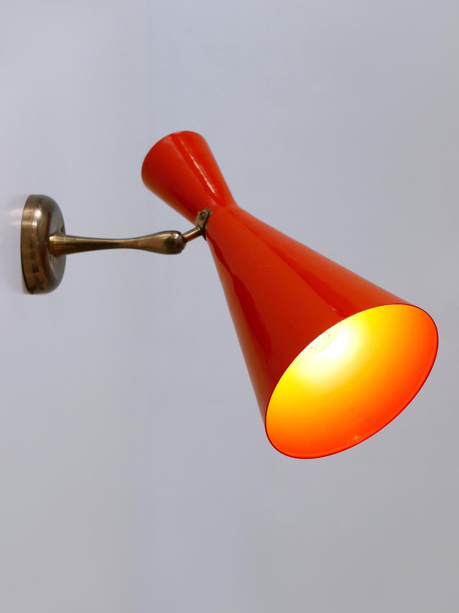 Raro y elegante candelabro o aplique diábolo moderno de mediados de siglo Alemania Años 50 Esmaltado en venta