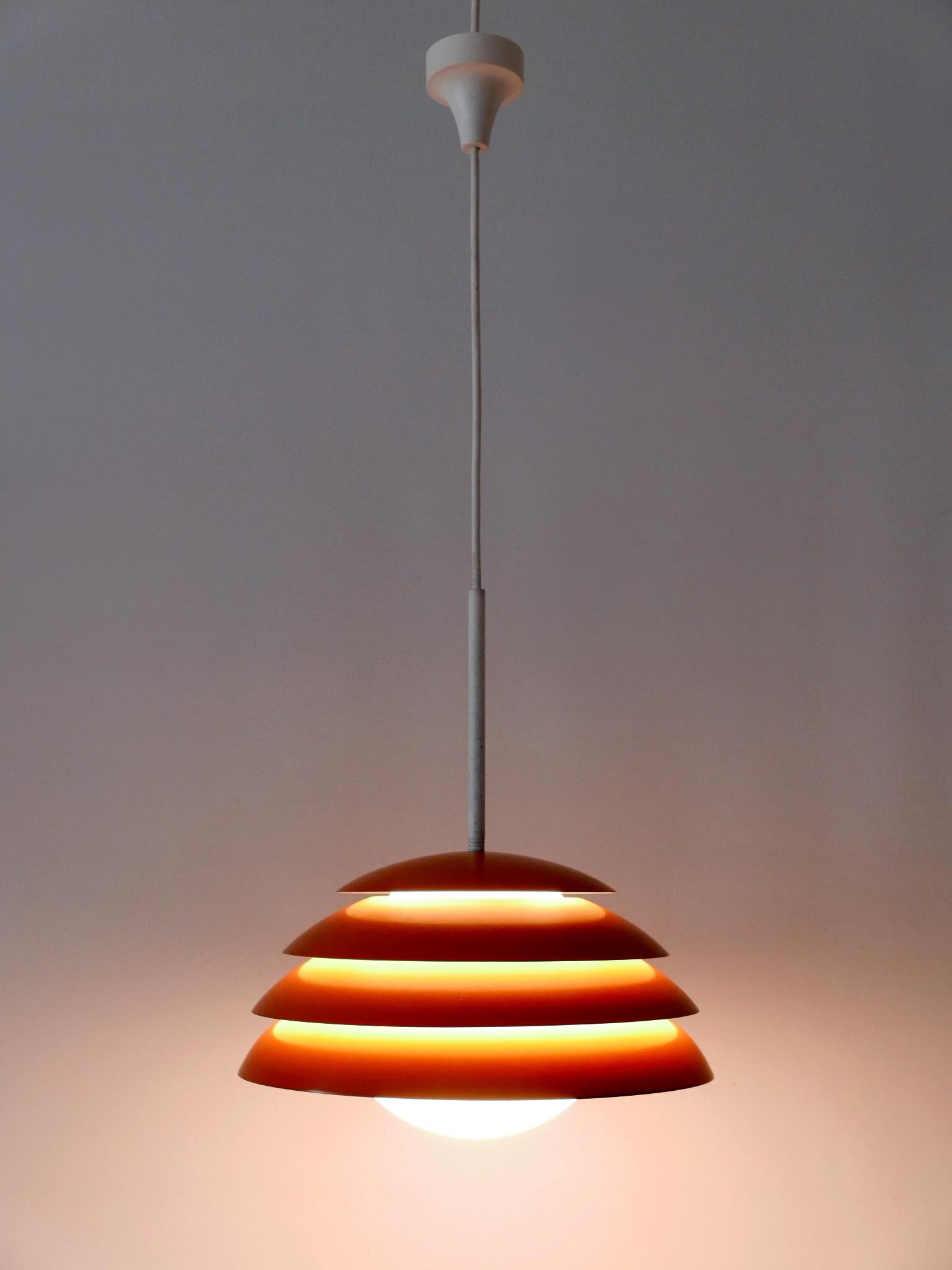 Enameled Rare & Elegant Mid Century Modern Pendant Lamp or Hanging Light Germany 1960s For Sale