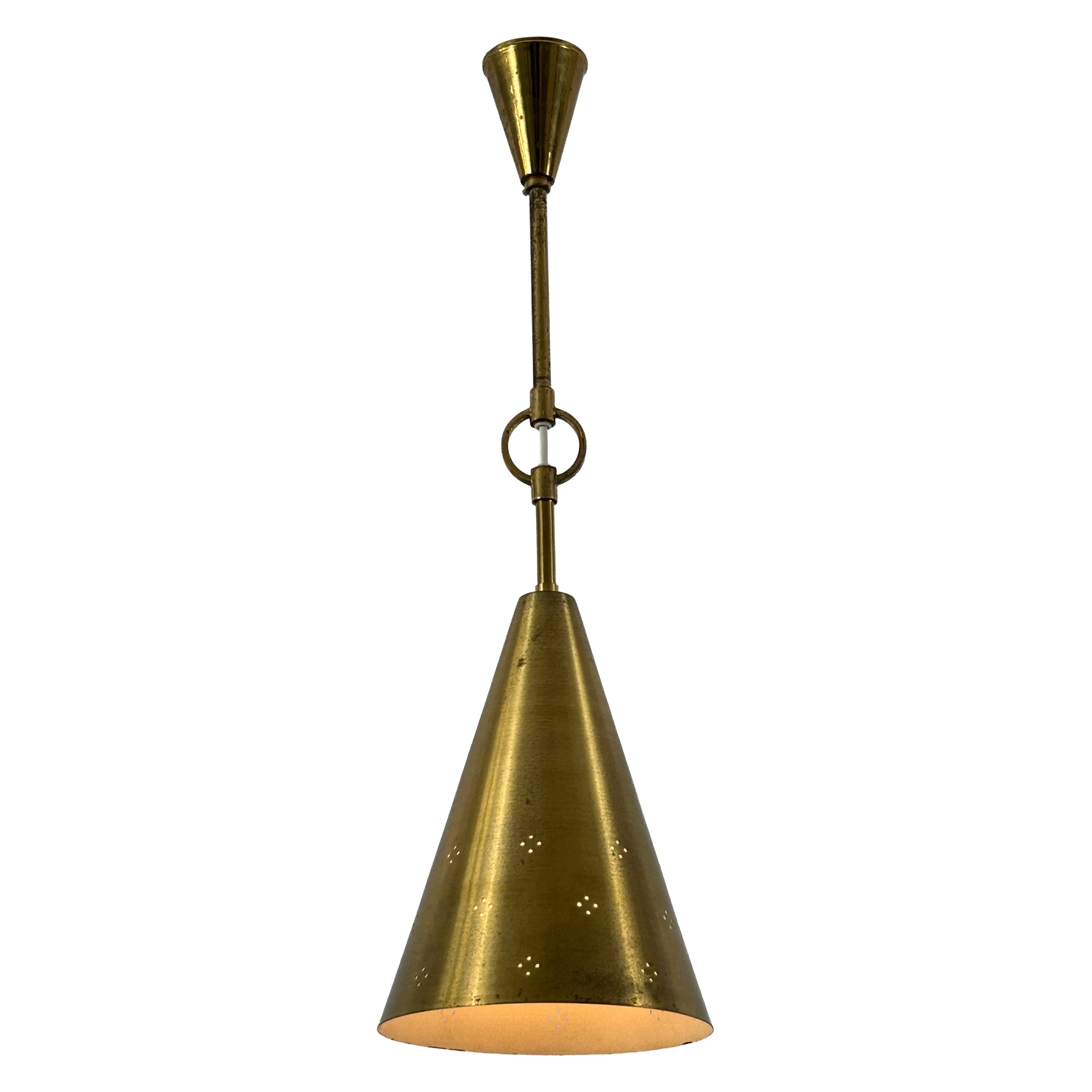 Rare & Elegant Mid Century Modern Perforated Brass Ceiling Lamp Sweden 1950s For Sale