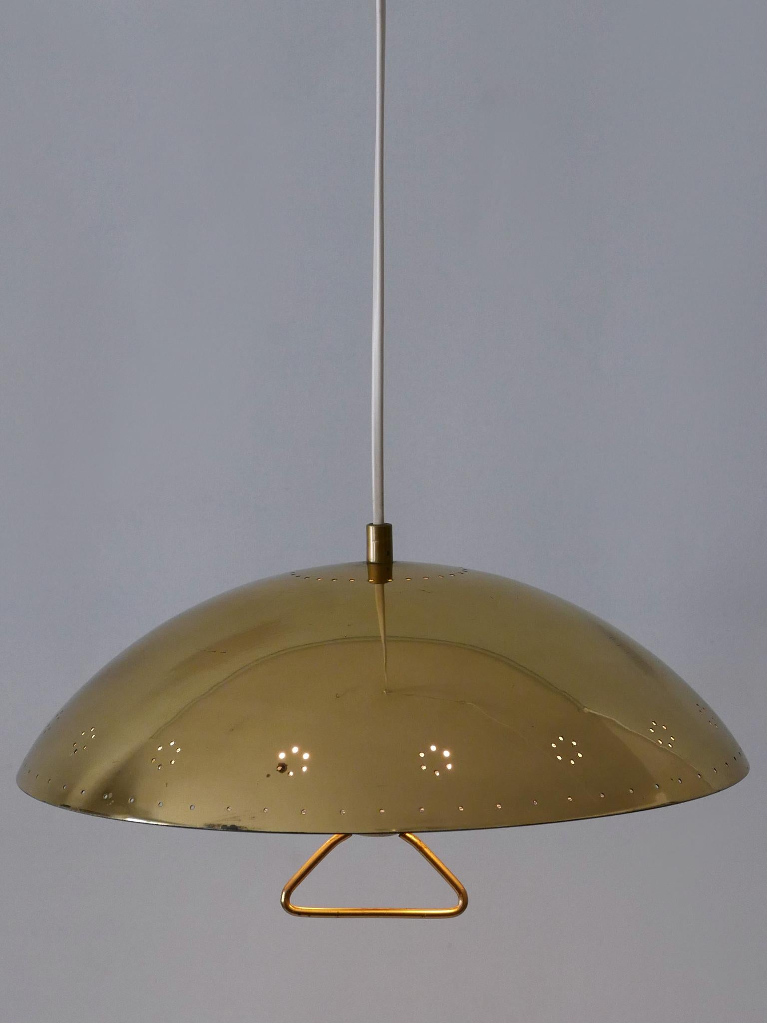 Rara ed elegante lampada a sospensione in metallo traforato della metà del secolo scorso, Germania 1950 in vendita 3