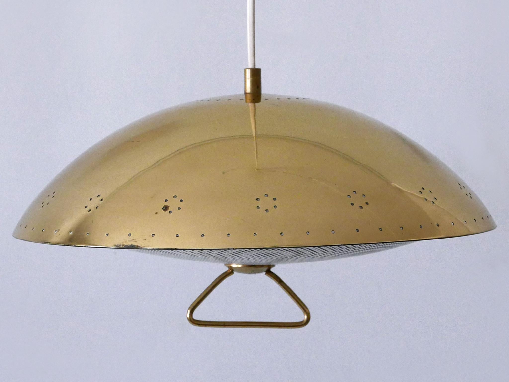 Rara ed elegante lampada a sospensione in metallo traforato della metà del secolo scorso, Germania 1950 in vendita 4