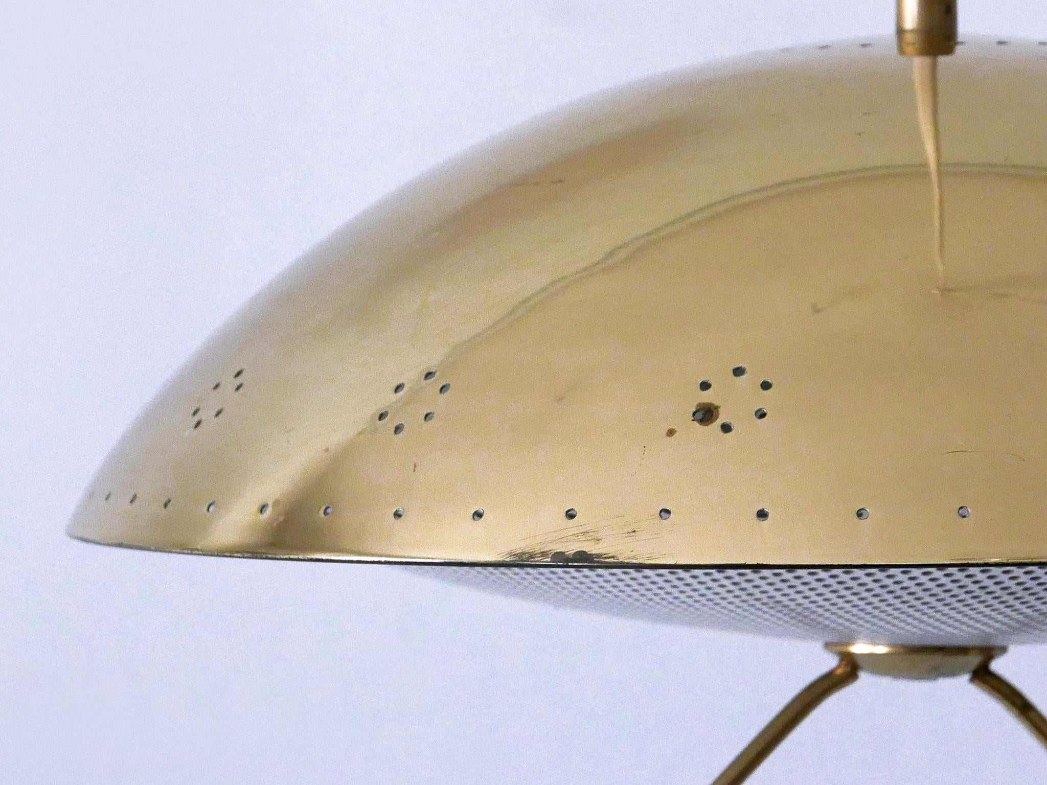 Rara ed elegante lampada a sospensione in metallo traforato della metà del secolo scorso, Germania 1950 in vendita 7