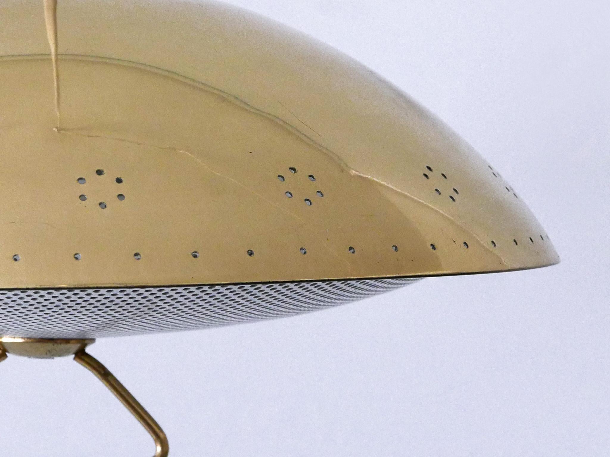 Rara ed elegante lampada a sospensione in metallo traforato della metà del secolo scorso, Germania 1950 in vendita 9