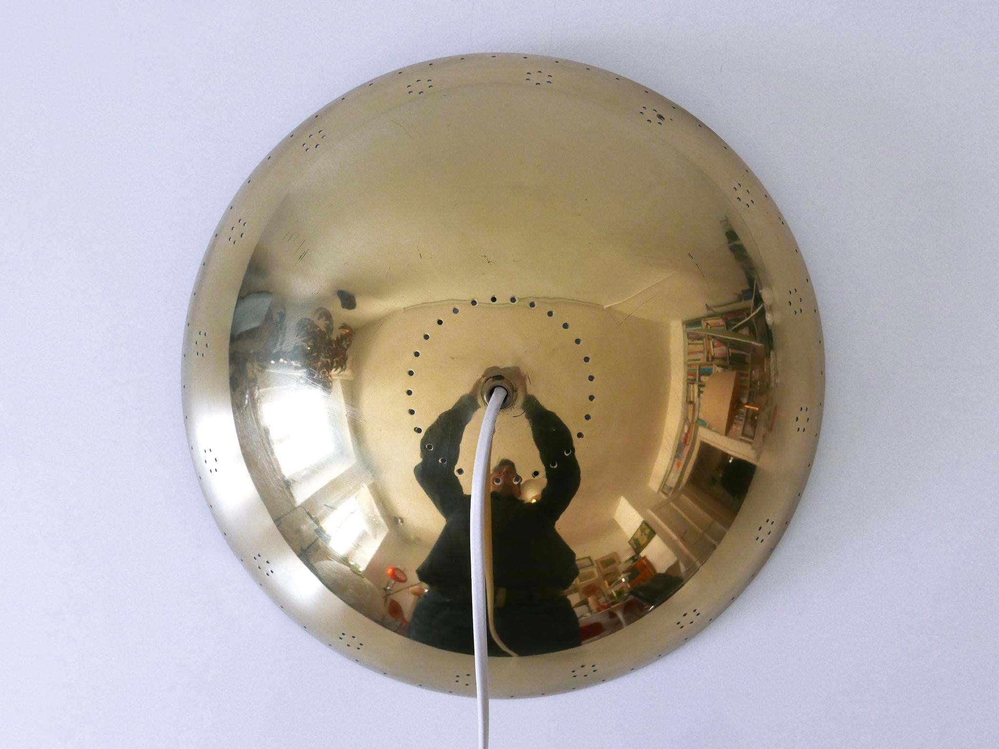 Rara ed elegante lampada a sospensione in metallo traforato della metà del secolo scorso, Germania 1950 in vendita 10