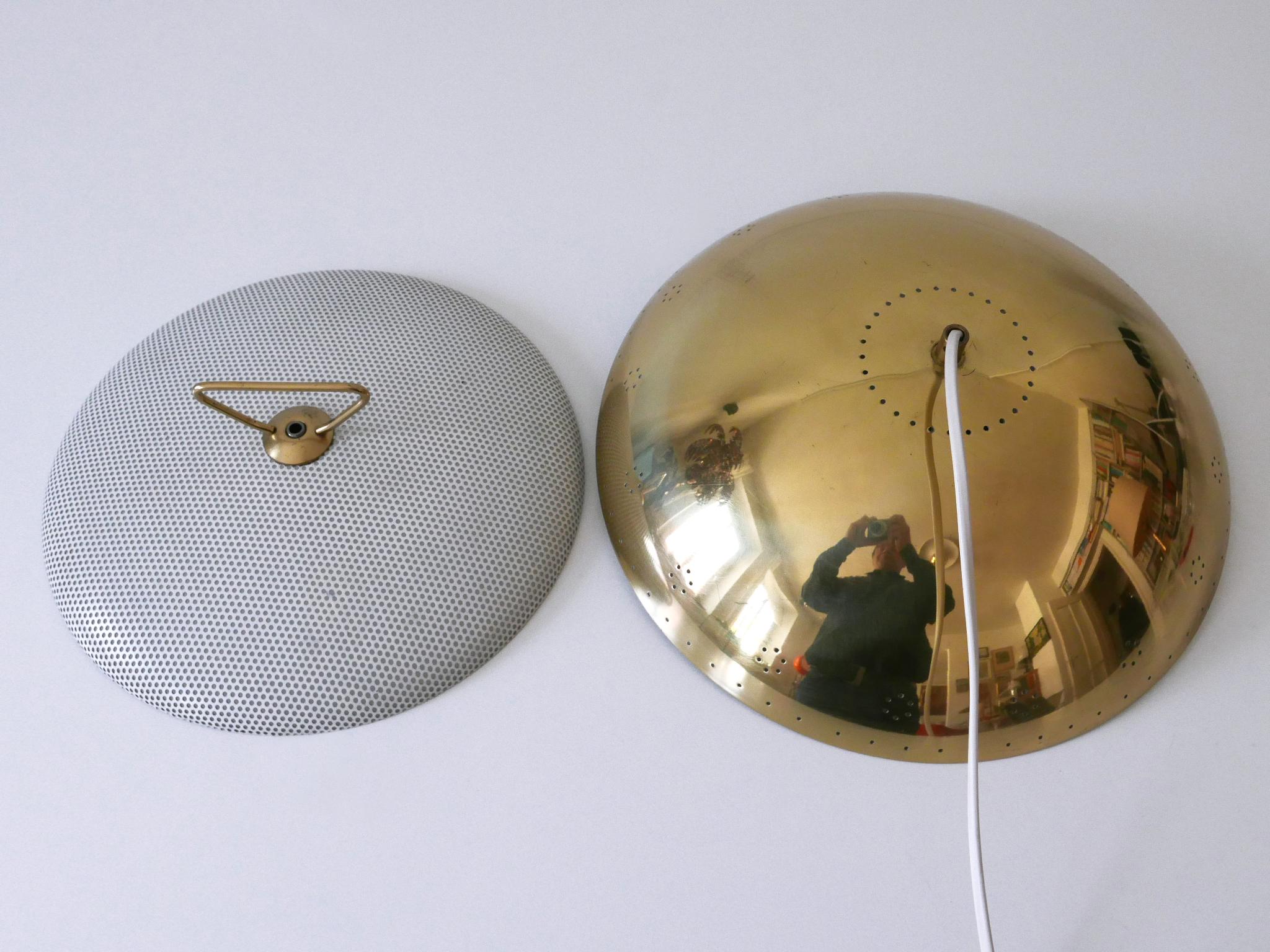 Rara ed elegante lampada a sospensione in metallo traforato della metà del secolo scorso, Germania 1950 in vendita 11