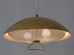 Rare & Elegant Mid-Century Modern Perforated Metal Pendant Lamp Germany 1950