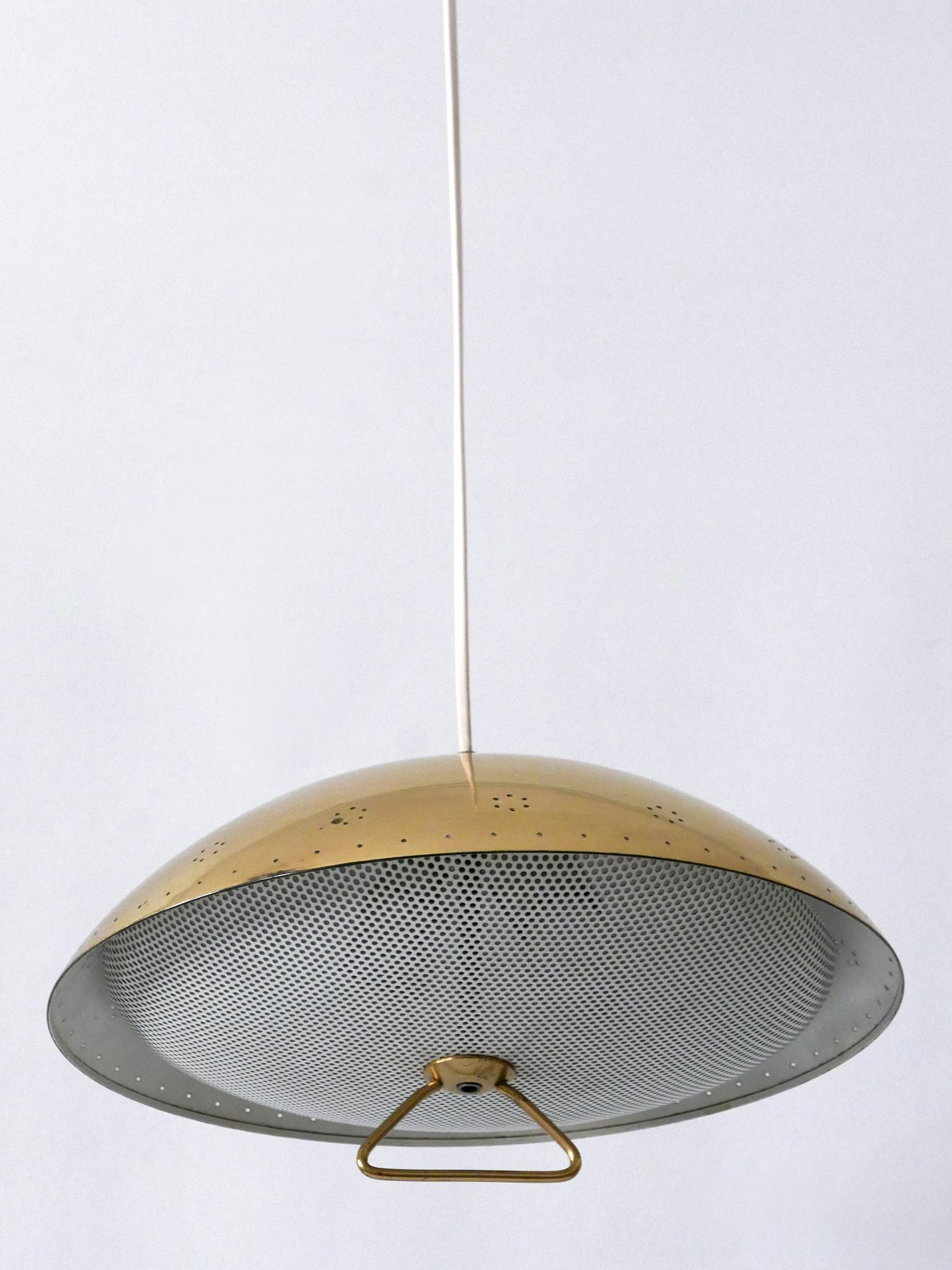 Metallo Rara ed elegante lampada a sospensione in metallo traforato della metà del secolo scorso, Germania 1950 in vendita