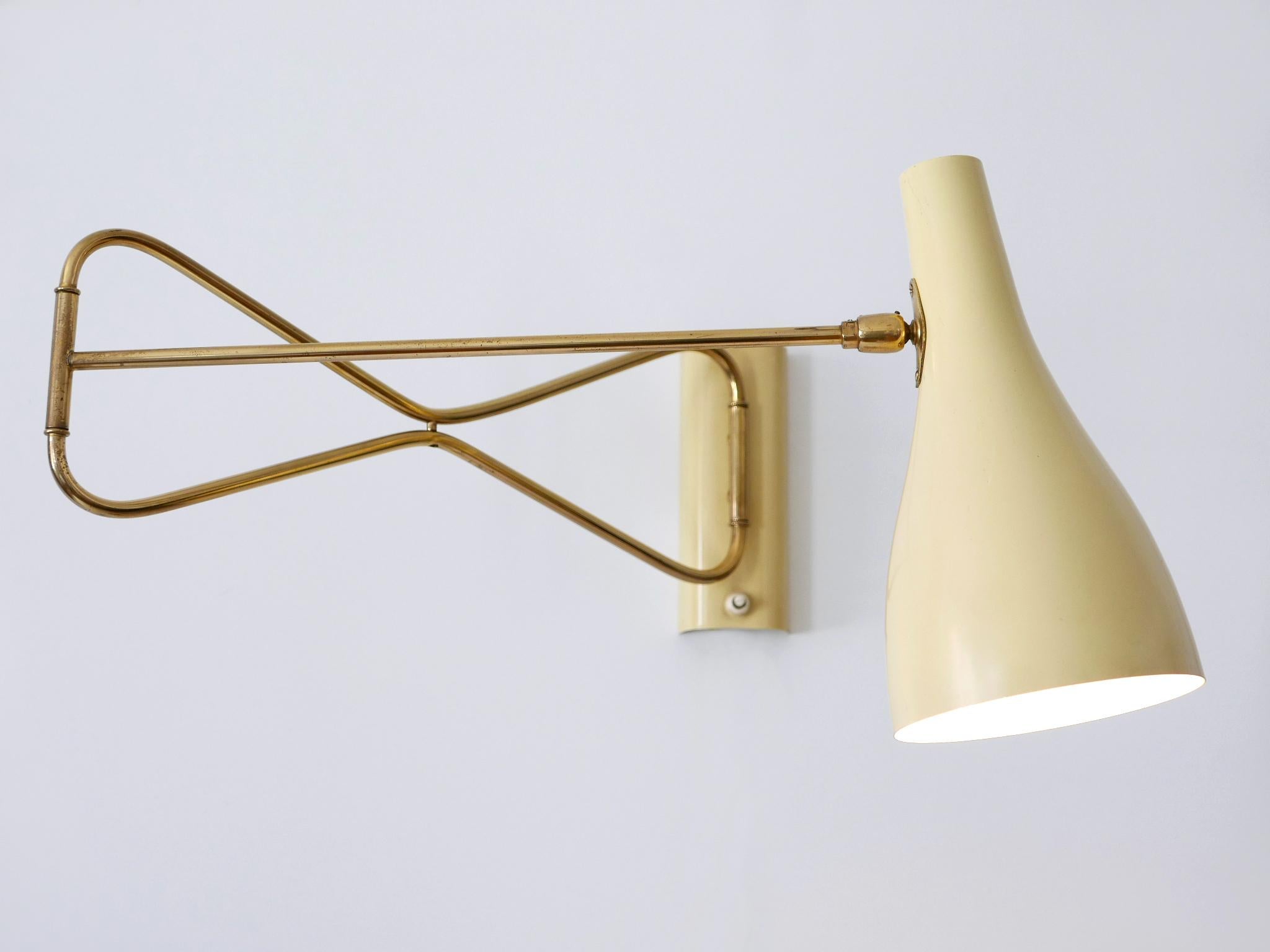 Aluminum Rare & Elegant Mid Century Modern Wall Lamp '9590/28' by Cosack Germany 1950s For Sale
