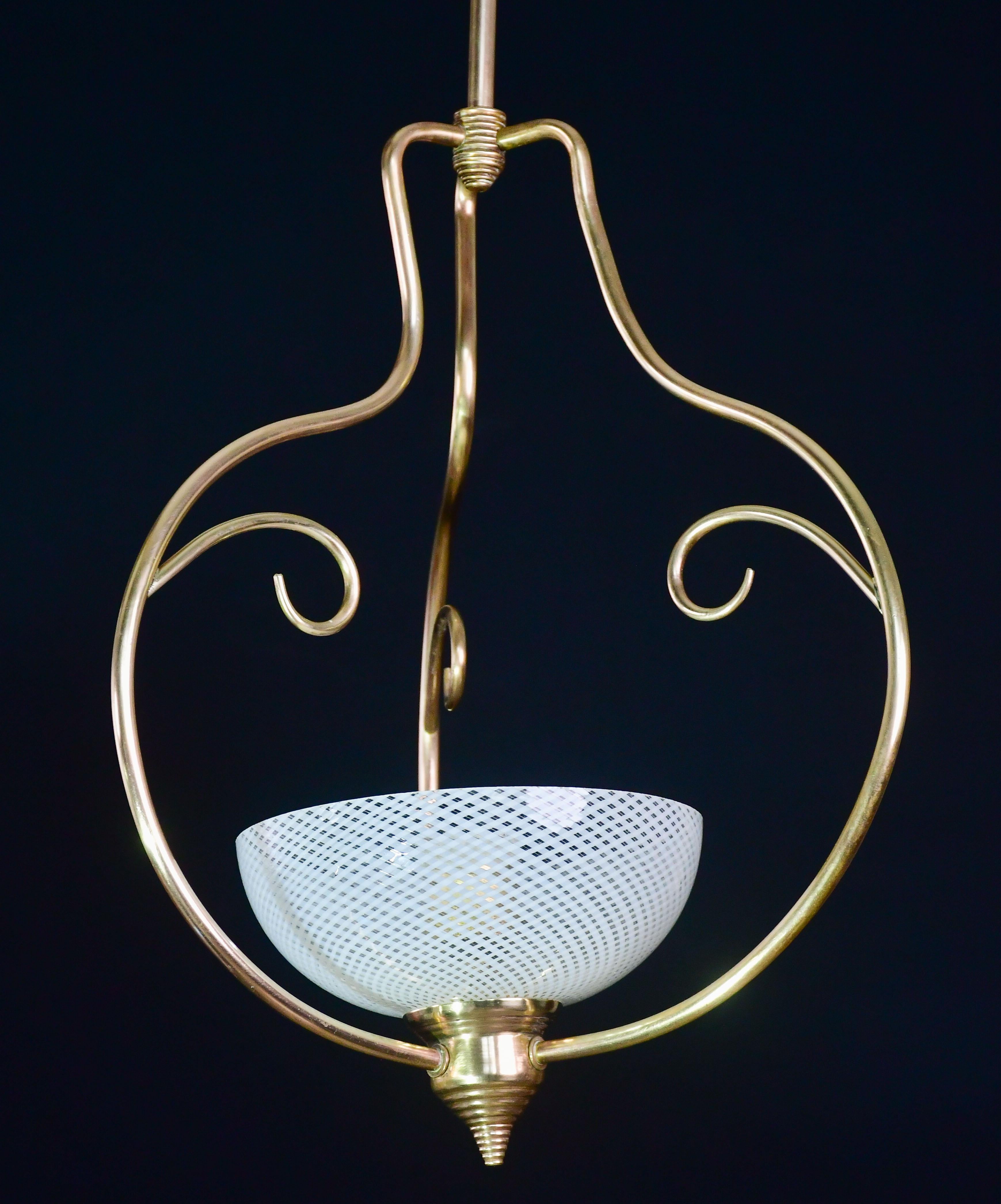 Seltener eleganter Venini Reticello Murano Glasanhänger, 1950er Jahre im Angebot 5