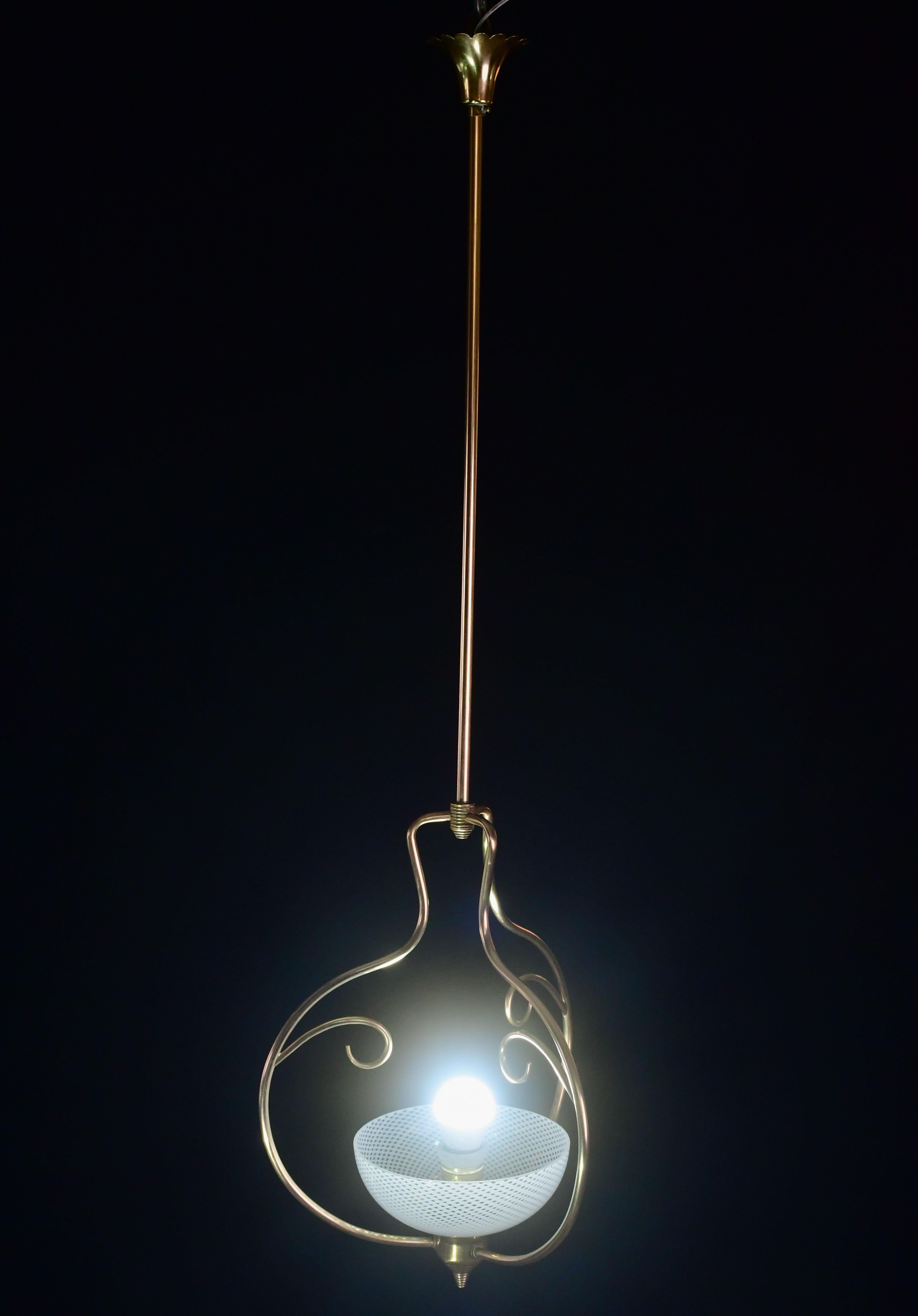 Seltener eleganter Venini Reticello Murano Glasanhänger, 1950er Jahre im Angebot 4