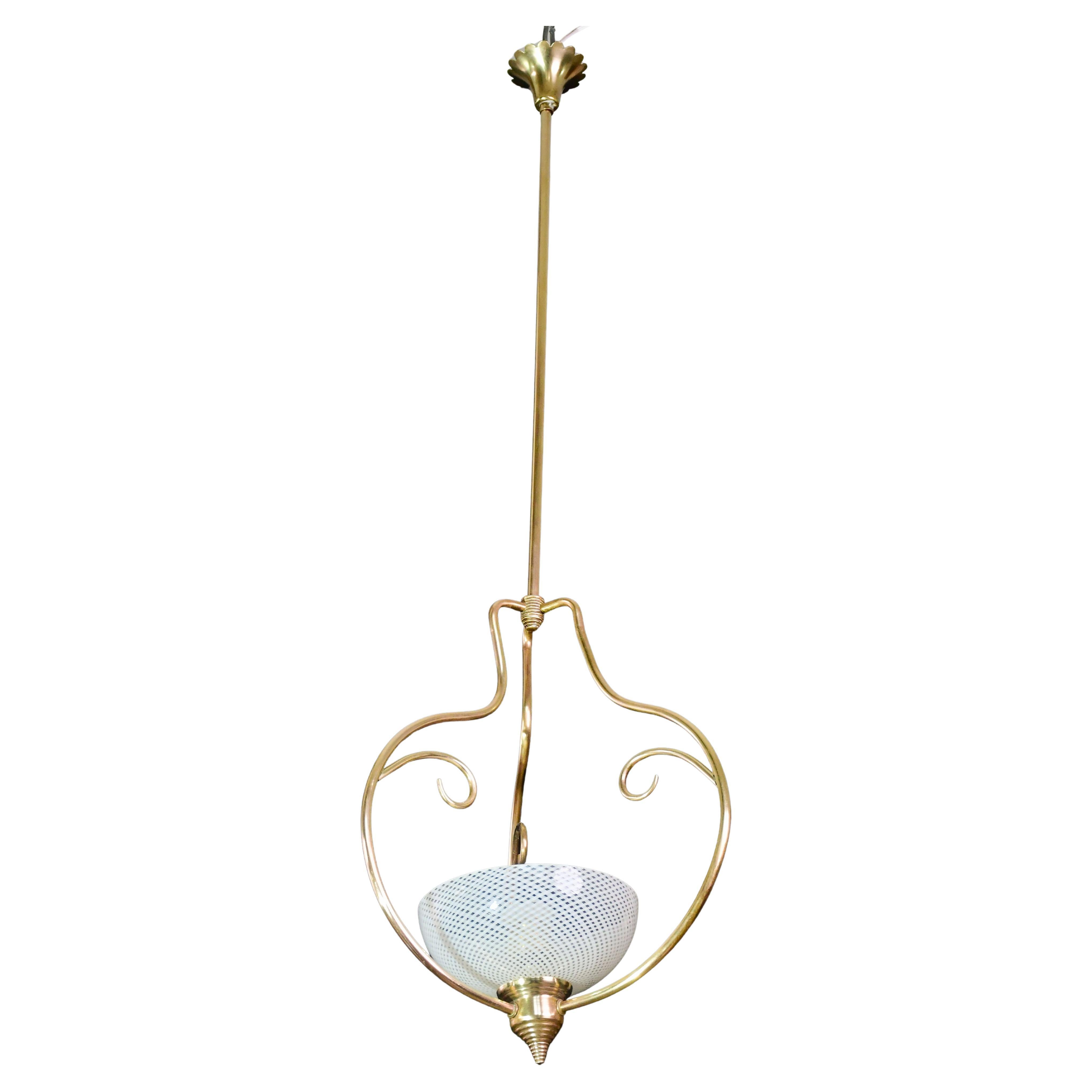Seltener eleganter Venini Reticello Murano Glasanhänger, 1950er Jahre im Angebot
