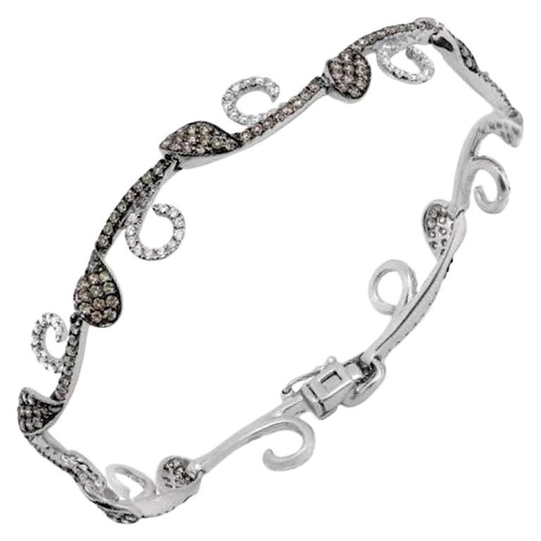 Seltenes elegantes Weiß-Diamant-Braun-Diamant-Weißgold-Armband für Sie im Angebot