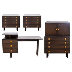 Rare Eliel Saarinen for Johnson Vintage Bedroom Set Desk Dressers Highboy Chests