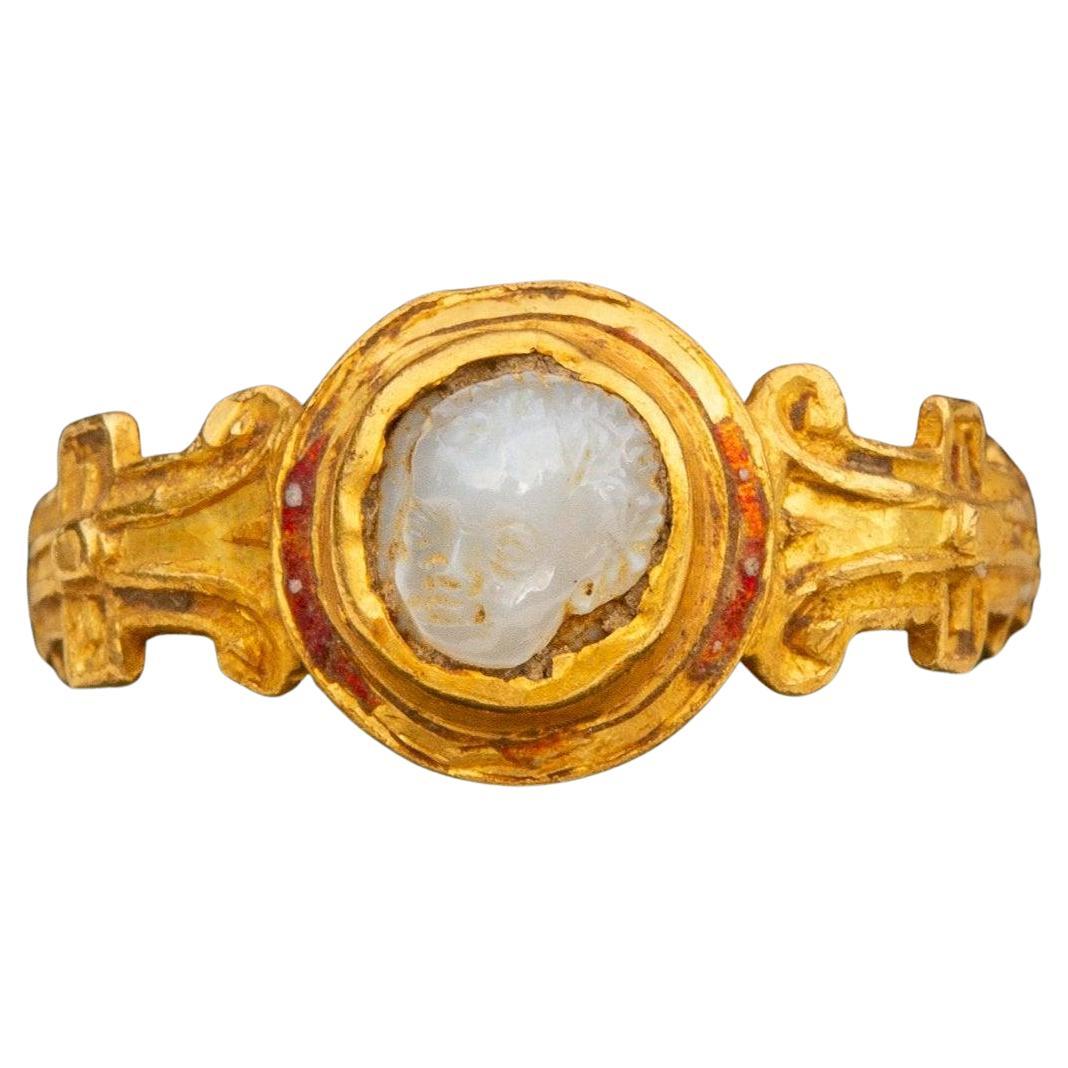 Rare Elizabethan 16th Century Gold Cupid Ring Renaissance Gold Ring Womens