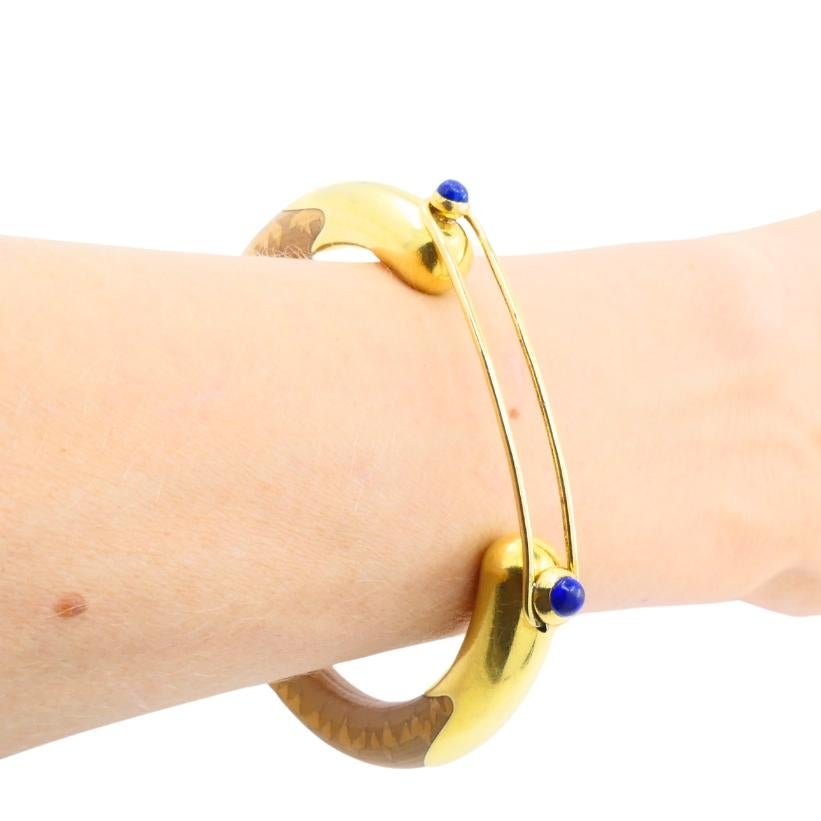 Rare Elsa Peretti  for Tiffany & Co. Gold Lapis Lazuli Rattan Bracelet en venta 5