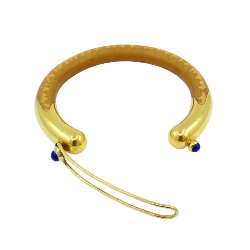 Rare Elsa Peretti  for Tiffany & Co. Gold Lapis Lazuli Rattan Bracelet en venta 1