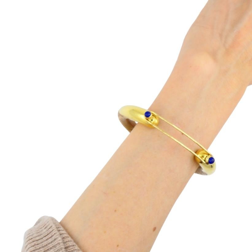 Rare Elsa Peretti  for Tiffany & Co. Gold Lapis Lazuli Rattan Bracelet en venta 4
