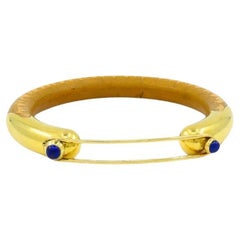 Rare Elsa Peretti  for Tiffany & Co. Gold Lapis Lazuli Rattan Bracelet