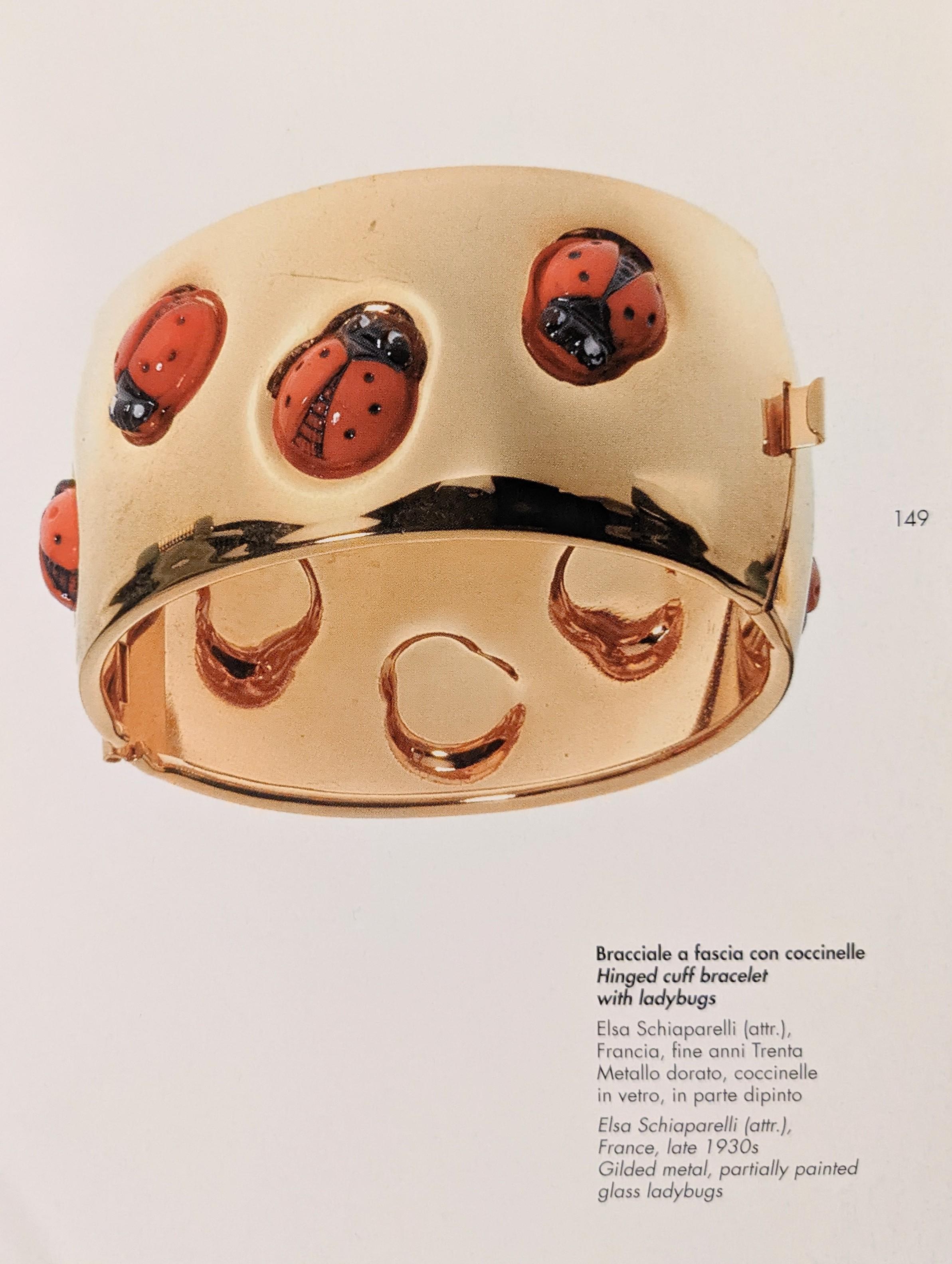  Rare Elsa Schiaparelli Documented Surrealist Lady Bug Cuff Bracelet For Sale 2
