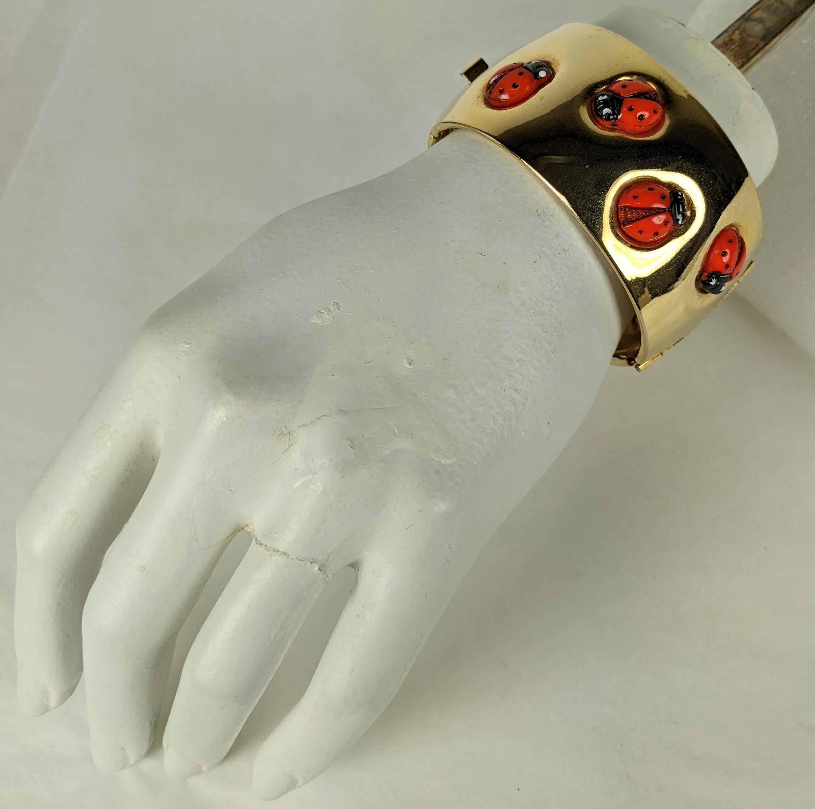  Rare Elsa Schiaparelli Documented Surrealist Lady Bug Cuff Bracelet For Sale 1
