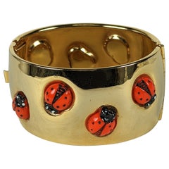 Seltenes Elsa Schiaparelli Dokumentiertes surrealistisches Lady Bug Manschettenarmband