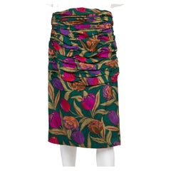Rare Emanuel Ungaro Ruched Floral Skirt 