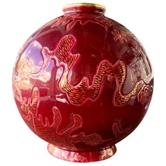 Seltene Emaux de Longwy Keramische Boule Vase von Garouste and Bonetti Limitiert 1 von 5

