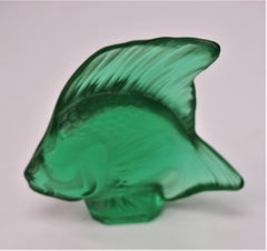 Rare Emerald Green Rene Lalique Poisson Cachet Original from 1920s