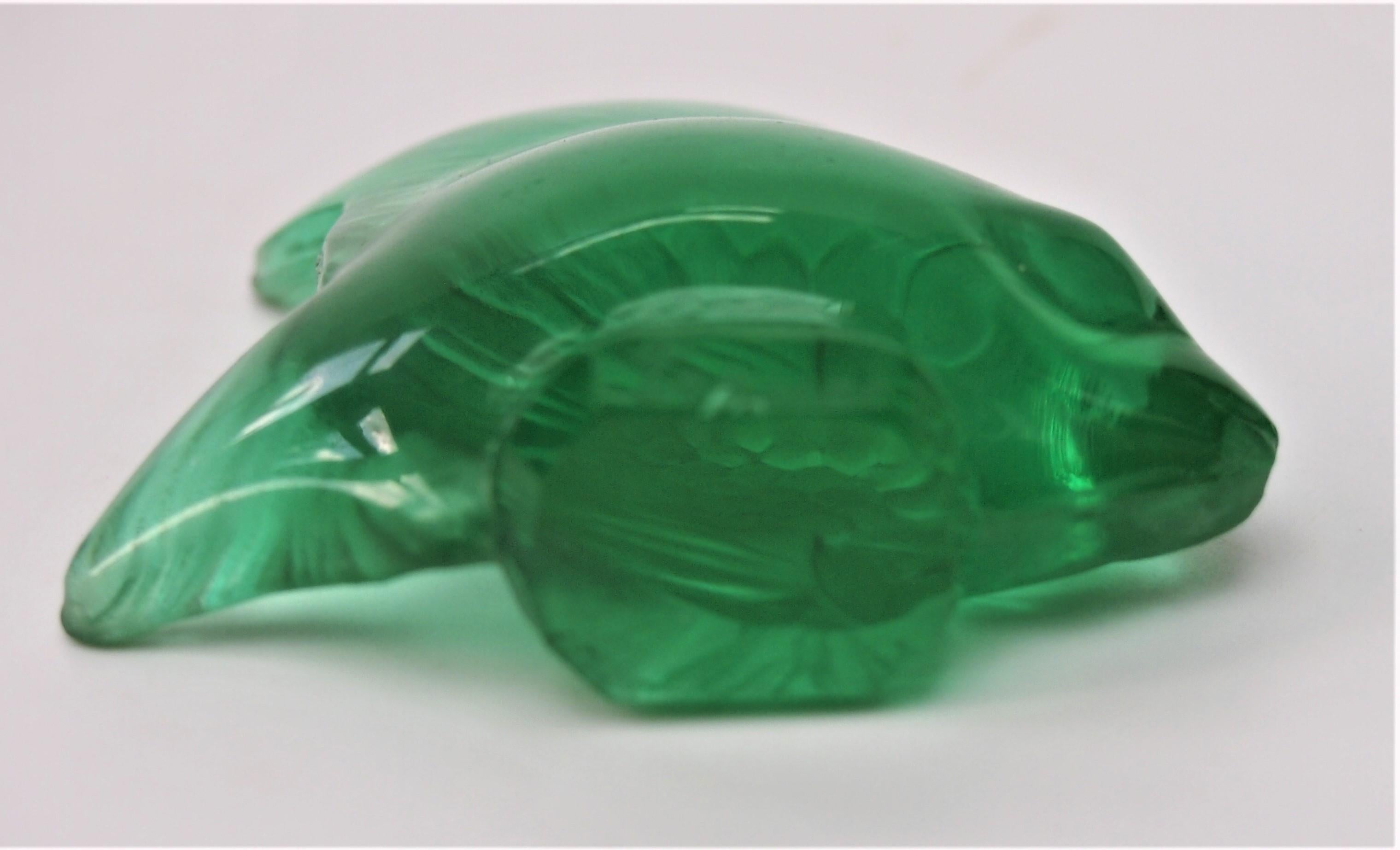 Art Glass Rare  Emerald Green Rene Lalique Poisson Cachet Original from 1920s