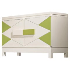 Seltener Emiel Veranneman-Schrank aus Off-White und grün lackiertem Wood