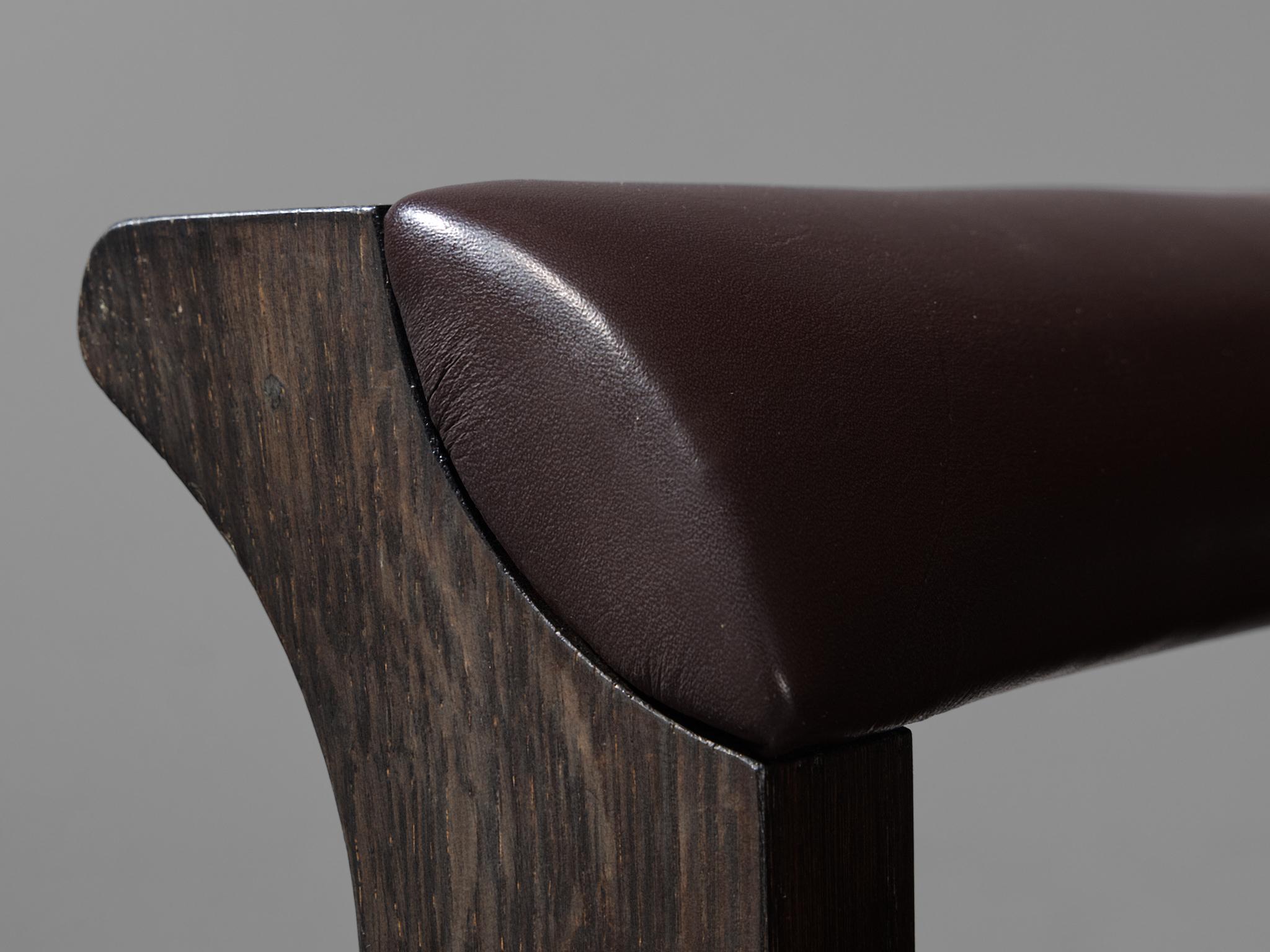 Rare Emiel Veranneman 'Osaka' Sofa in Dark Brown Leather and Stained Oak  4