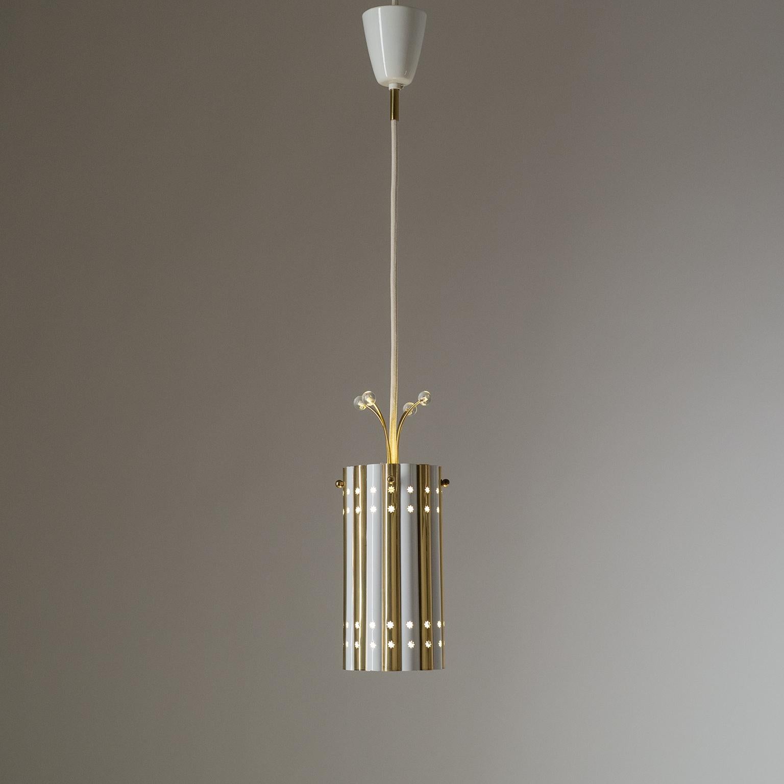 Mid-Century Modern Rare Brass and Glass Pendants, 1950s