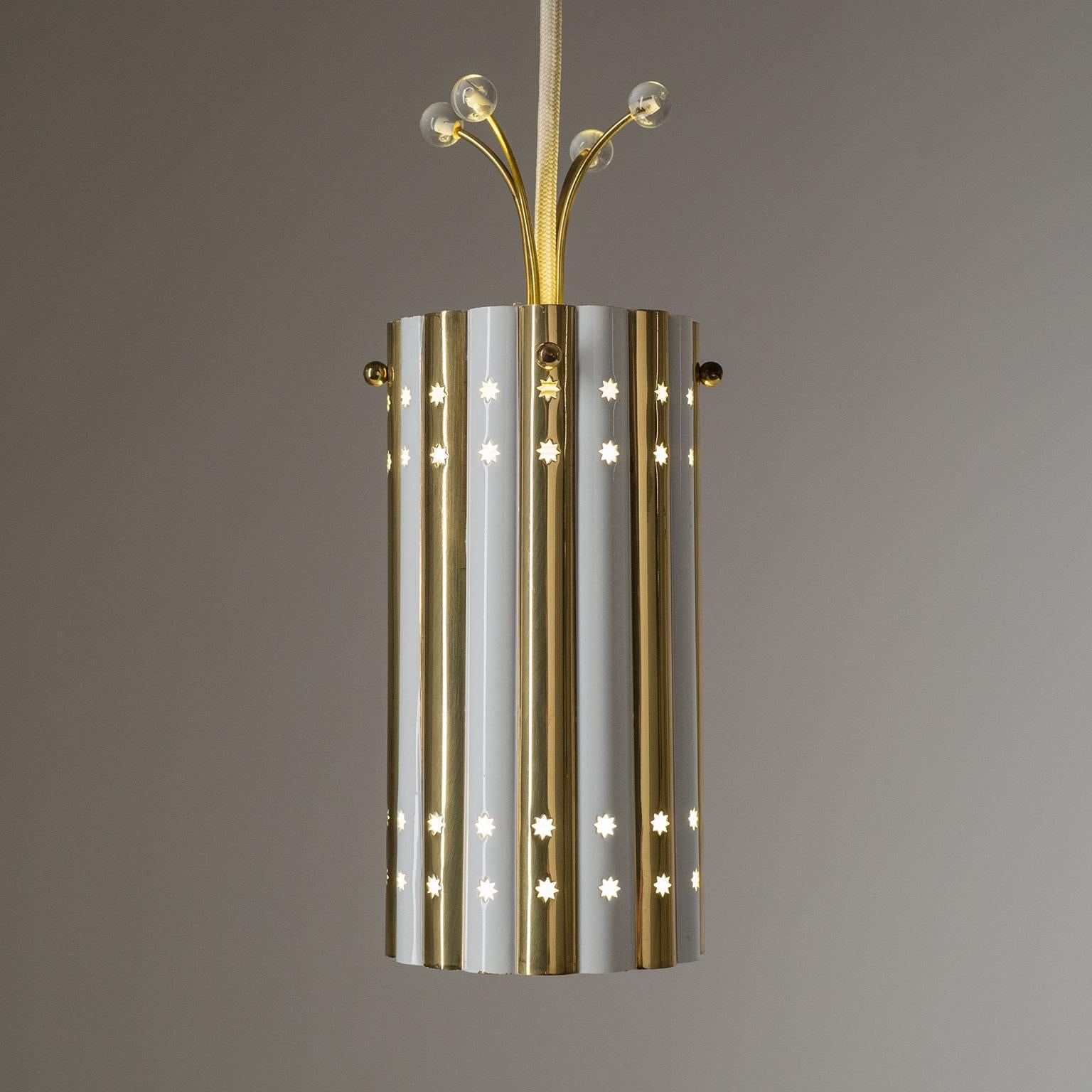 Austrian Rare Brass and Glass Pendants, 1950s