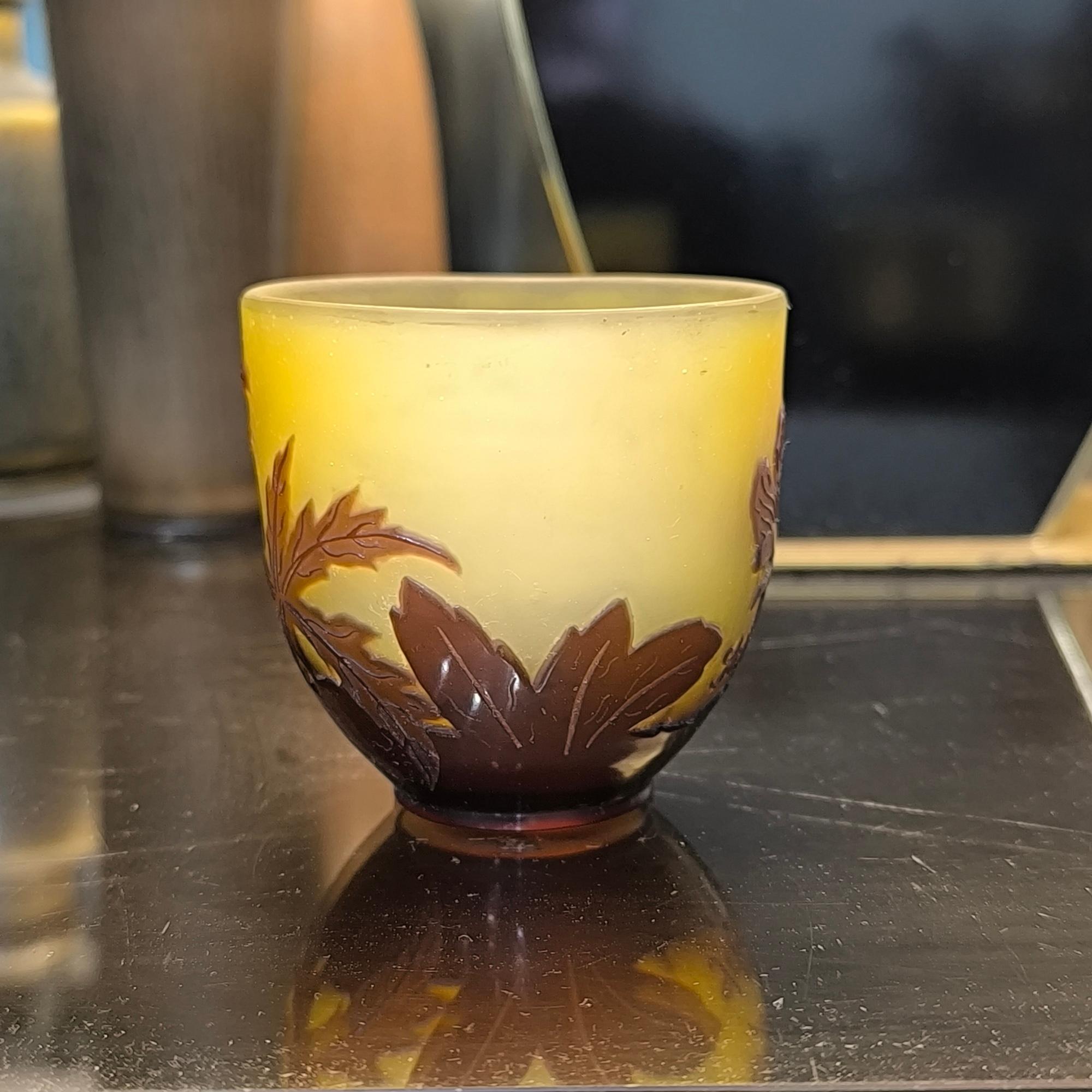 Francese Raro vaso in vetro cammeo di Emile Gallé con motivo Anémone des Alpes, circa 1900 in vendita