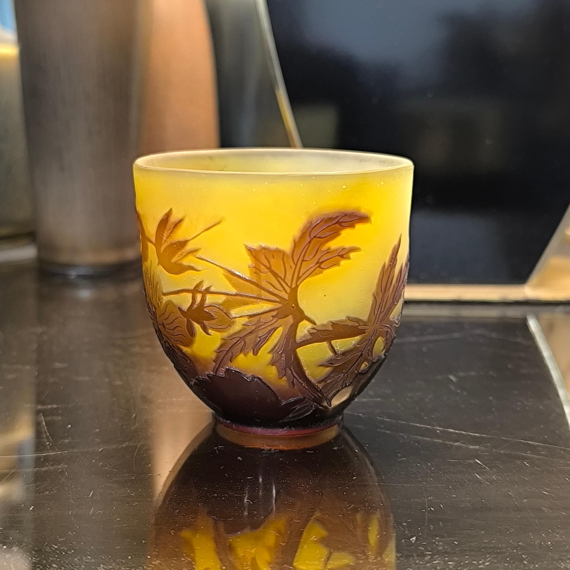 Raro vaso in vetro cammeo di Emile Gallé con motivo Anémone des Alpes, circa 1900 In condizioni ottime in vendita a Bochum, NRW