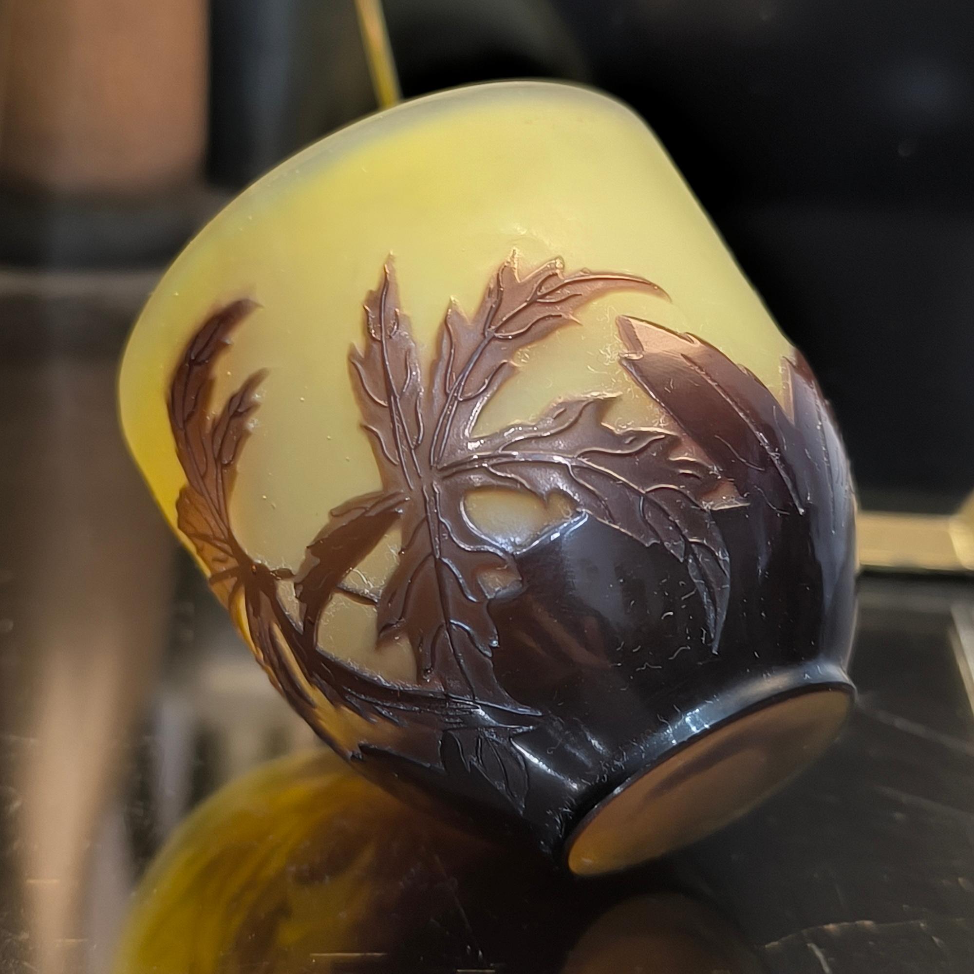 Raro vaso in vetro cammeo di Emile Gallé con motivo Anémone des Alpes, circa 1900 in vendita 1