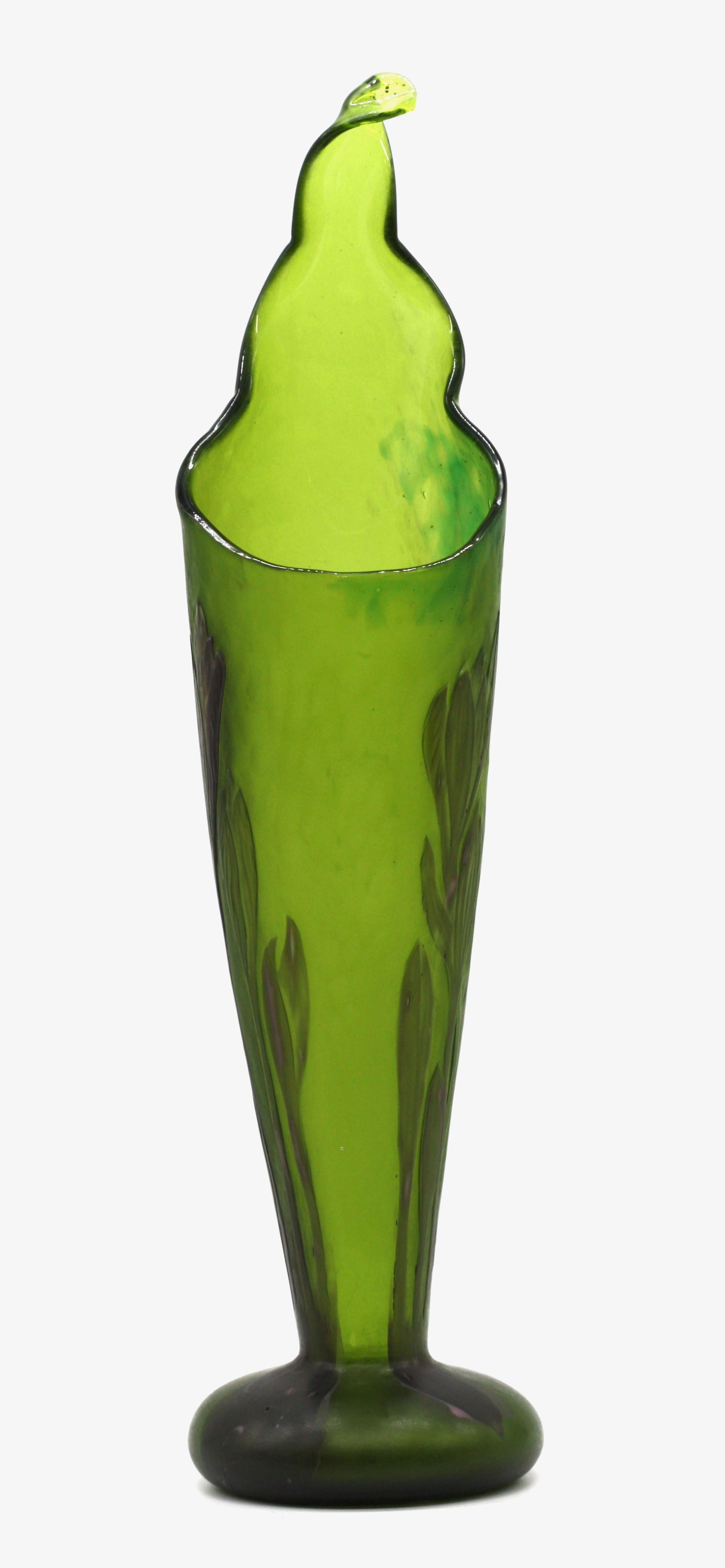 Rare Emile Gallé Crocus Marqueterie-Sur-Verre Glass Vase For Sale 8