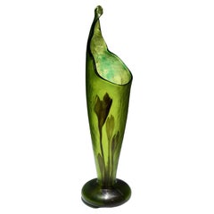 Raro vaso in vetro Emile Gallé Crocus Marqueterie-Sur-Verre