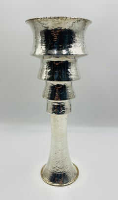 Rare Emilia Castillo Sculptural Silver-Plated Vase or Candle Holder, Mexican